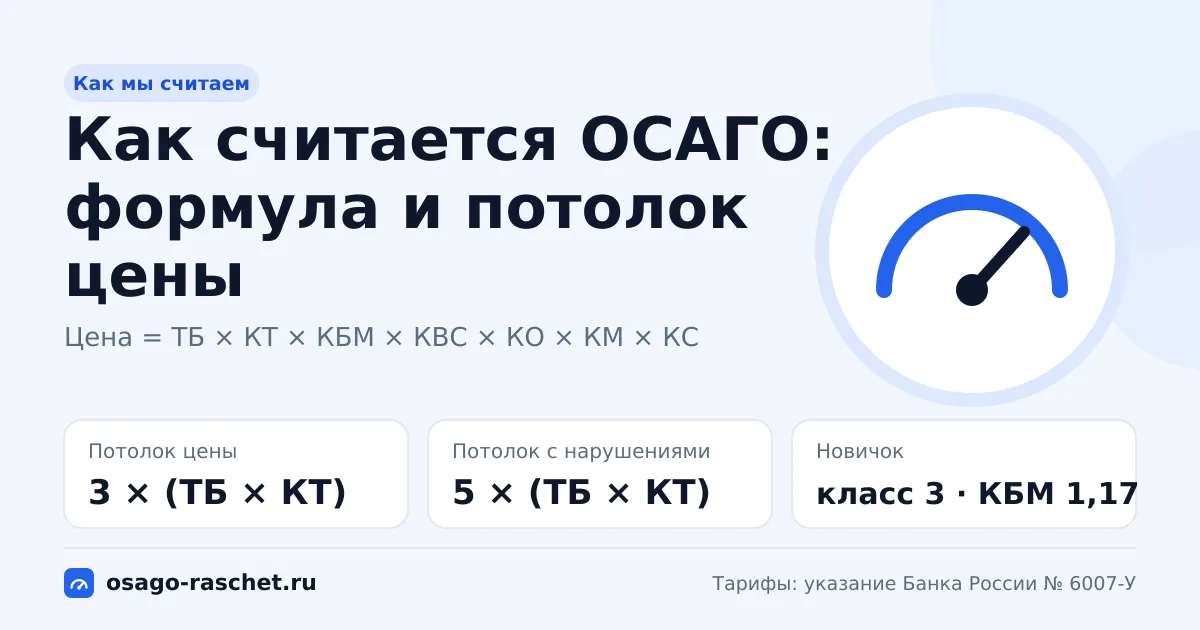 Методика калькулятора ОСАГО: формула, потолок и округление