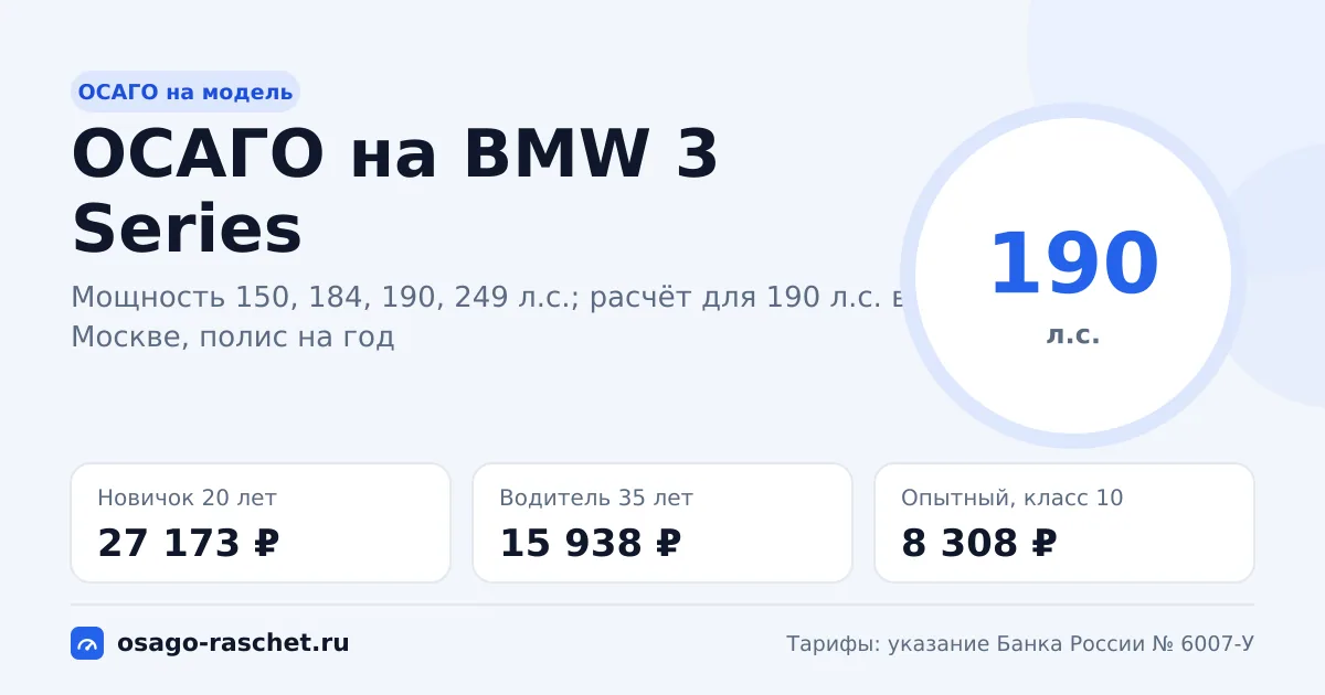Сколько стоит ОСАГО на BMW 3 Series в 2026