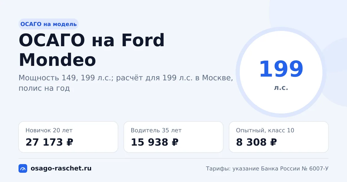 Сколько стоит ОСАГО на Ford Mondeo в 2026