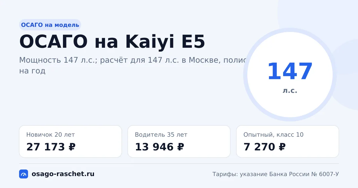 Сколько стоит ОСАГО на Kaiyi E5 в 2026