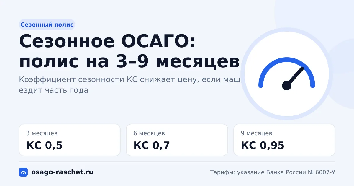 Калькулятор сезонного ОСАГО: цена полиса на 3–9 месяцев