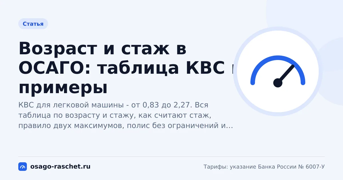 Возраст и стаж в ОСАГО: таблица КВС и примеры