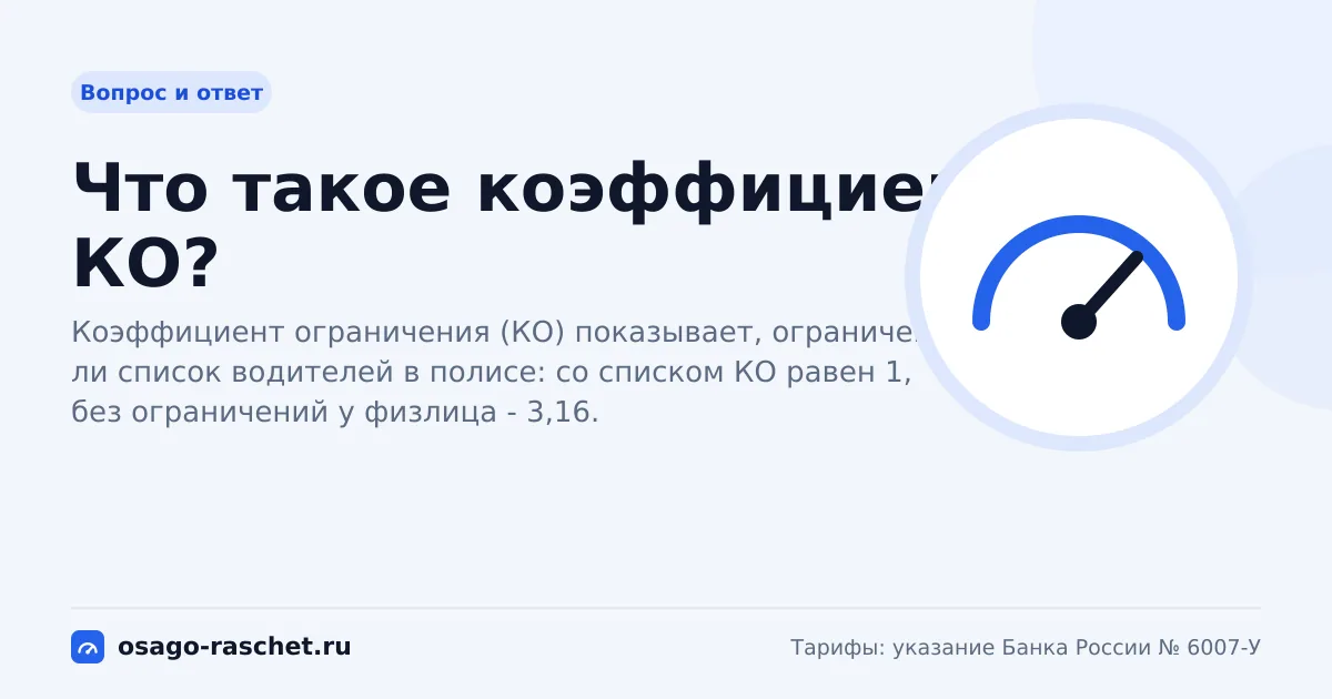 Что такое коэффициент КО? | ОСАГО