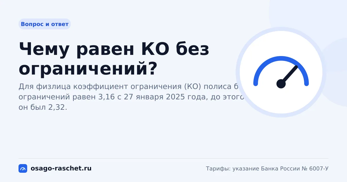 Чему равен КО без ограничений? | ОСАГО