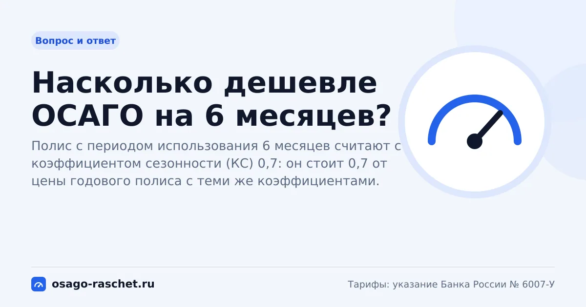 Насколько дешевле ОСАГО на 6 месяцев?