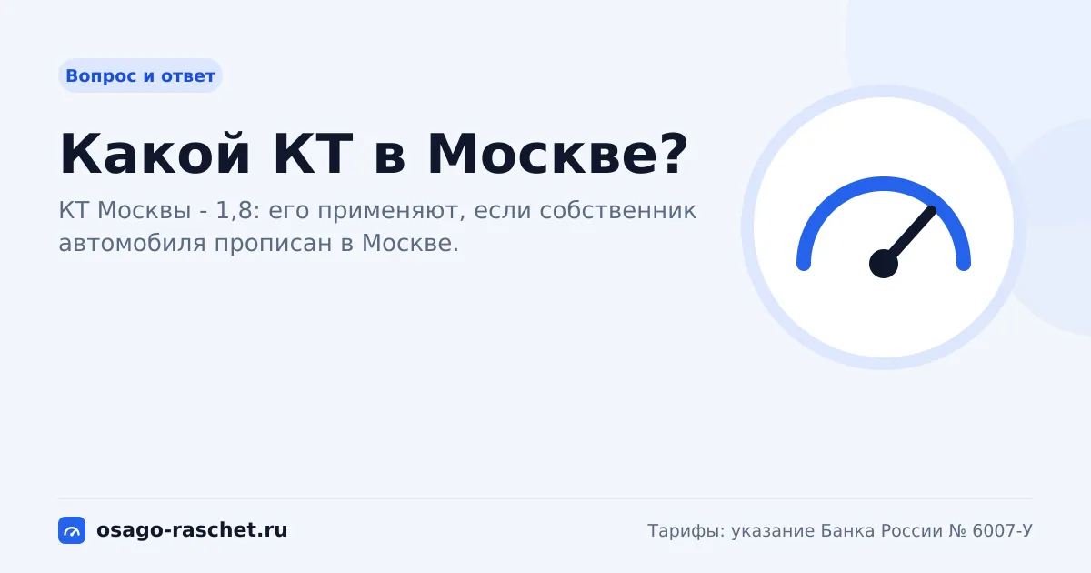 Какой КТ в Москве? | ОСАГО