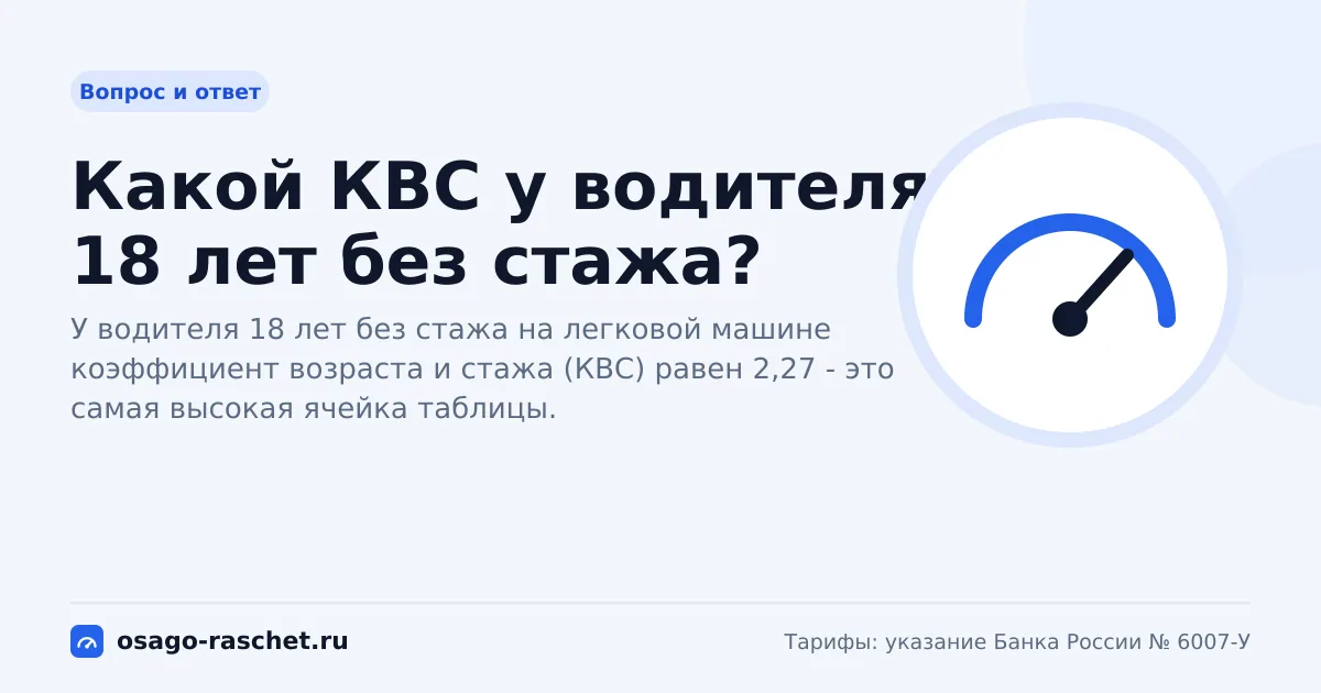 Какой КВС у водителя 18 лет без стажа? | ОСАГО