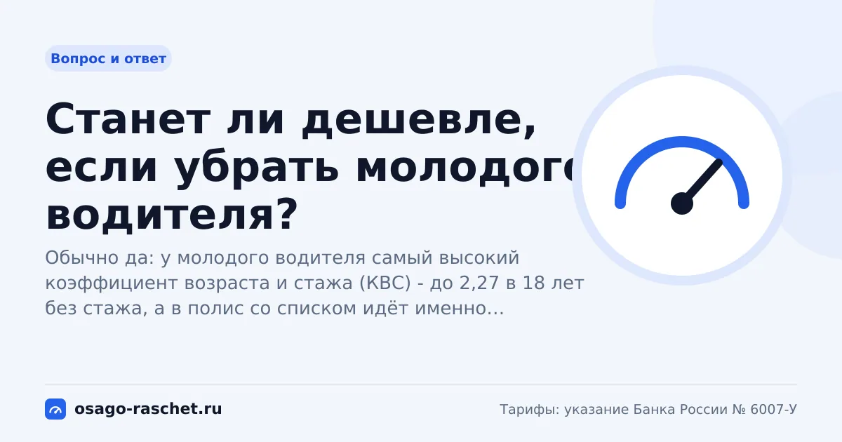 Станет ли дешевле, если убрать молодого водителя? | ОСАГО